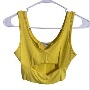 Fashion Nova Yellow Cut-Out Front Crop Top Size XS